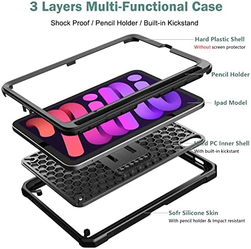 iPad Mini 6 Case 2021, laingie lagani oklopni serija Dvostruki sloj otporni na udarce puni poklopac sa ugrađenim