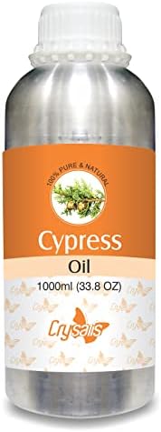 CrySalis Cypress ulje | čisti i prirodni ne poremećeni esencijalni organski standard za kožu i kosu | Koristi se u njezi kože, njegu kose i aromaterapija 1000ml / 33.8fl oz