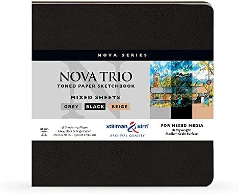 Stillman & BIRN Nova serija Trio Sketchboover Sketchbook, 7,5 x 7,5, 150 gsm, bež, sivi i crni papir,