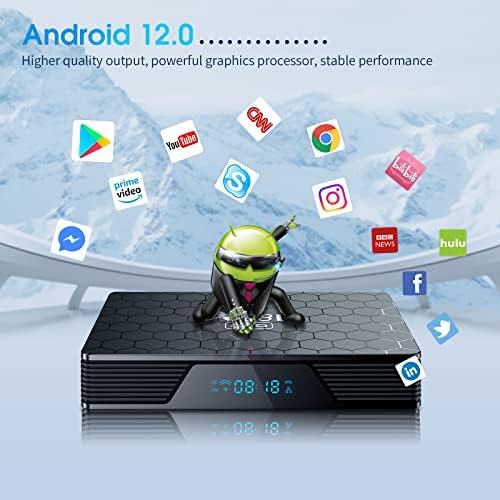 Android TV Box 12.0, X98H Pro Smart TV Box 4GB 32GB podrška 2.4G / 5.8G WiFi6 1000m Ethernet LAN, Android