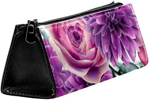 Mala torba za šminkanje, torbica sa patentnim zatvaračem putni kozmetički Organizator za žene i djevojčice, ruža Dahlia ljubičasto ružičasto cvjetno cvijeće Vintage moderno