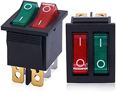 Daseb 2pcs AC 250V / 16A, 125V / 20A crveno i zeleno dugme sa svetlom uključenom / isključivanjem DPDT 6 PIN