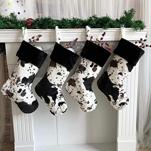 2022 Novi kravlje uzorak božićne čarape 20 inča Crnce i bijela poklon torba Plišasti privjesak Božićni