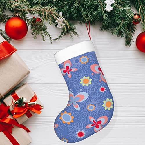 Austenstern Božićne čarape Beauty Cvijeće Butterfly Blue Dvostrano kamin Viseći čarape