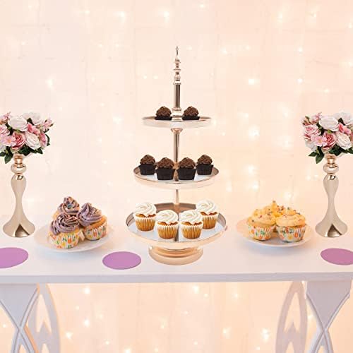 11-dijelni set stalci za torte, Zlatni okrugli kristalni stalak za kolačiće s jedinstvenom raširenom bazom