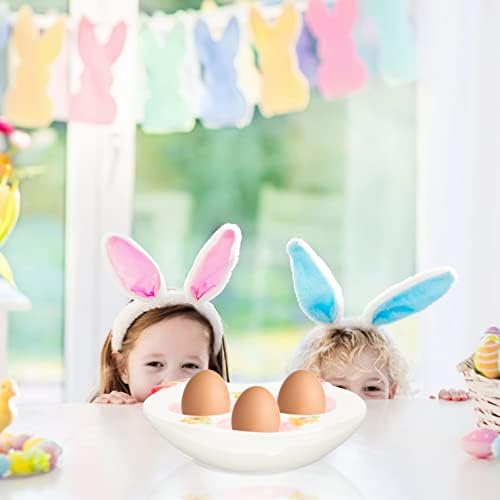Galpada ladica za doručak Hen Shape ladice za jaja keramička posuda za jaja 3 šolje ladice za jaja ploča za prikaz