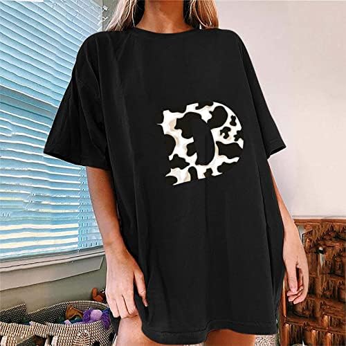 Crna bluza za Crewneck žene padaju Ljeto s ramena 2023 Odjeća kratki rukav pamučna grafička majica za žene BB BB S