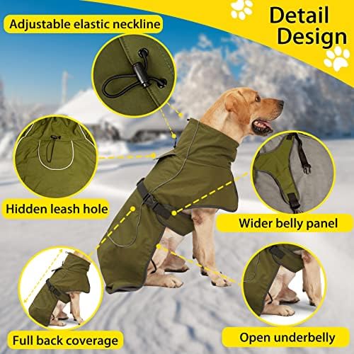 Pas kaput Vodootporni pas kabanica hladna vremena reflektirajuća jakna s mekim rukom oblozi za toplim kućnim ljubimcem u zatvorenom i vanjskom kampu planinarenje za srednje velike pse -Green l