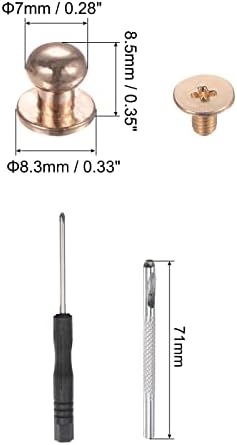 UXCell 75 setovi gumb za kožu 7mm 3 boje vijci utora metalni kuglica okrugla glava gumb bradavice za zakovice