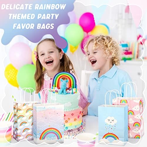 Sumind 16 komada Rainbow Malene papirne vrećice s ručkama Rainbow Teme ukrašeni za odmor Bageri Bagers Rainbow