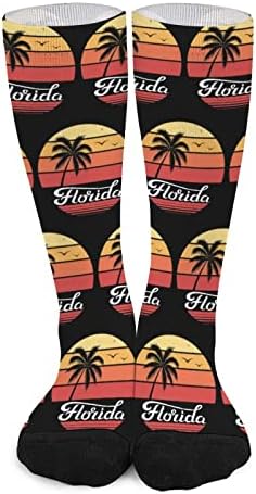 Florida Sunset Palm visoke čarape Funny toplo preko teleća cijev čarape boja odgovarajući čarape za muškarce