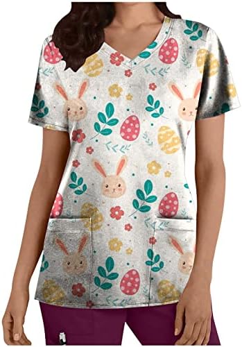 Tinejdžerke kratki rukav duboki V izrez cvjetni grafički piling sretan poklon Uskršnja bluza Tshirt