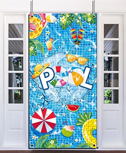 Dekoracija zabave - ljeto ukras na vratima na bazenu, velika plaža Rođendanska vrata Pokloni Backdrop Fotografija