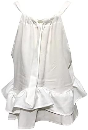 Žene Strapppy Camis tenk vrhovi ruffle hem babydoll bluza bez rukava s rukavima s jednim grudima gornje