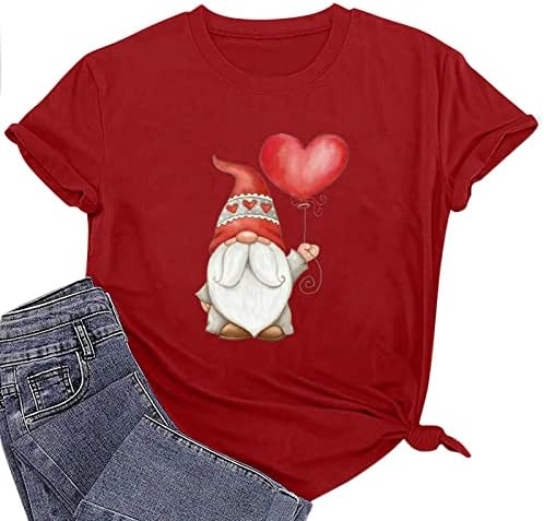 Dan zaljubljenih majice za žene kratki rukavi slatki Patuljci srce Print Tees majica o-izrez