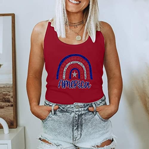 Ženski rezervoar za vježbanje USA za zastavu Patriotske majice bez rukava 4. jula Grafički tee vrhovi za teengirl ljetne vrhove