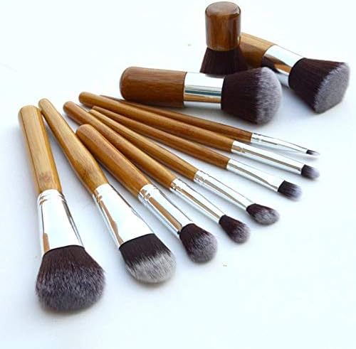 SCDZS 11 kom Natural bambuso ručka šminka četkice Set Fondacija miješanja kozmetička oprema za čišćenje