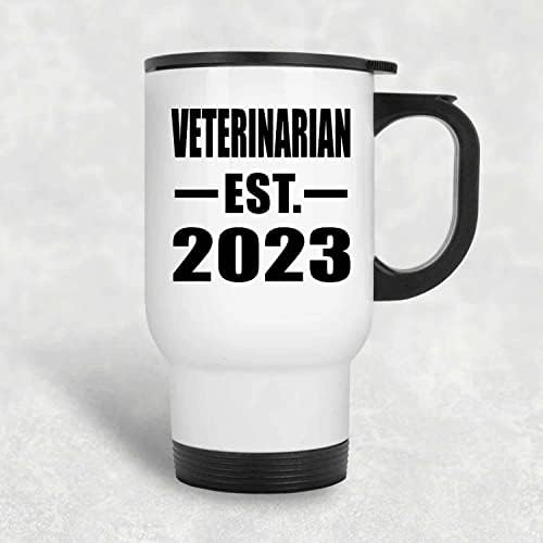 Dizajnirajte veterinar EST. 2023, bijela putna krila 14oz izolirana od nehrđajućeg čelika, pokloni za rođendan