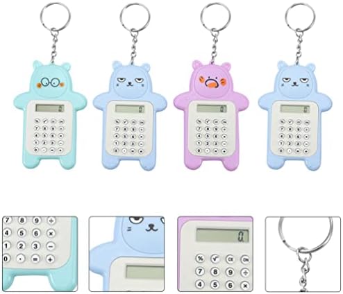 DoItool za životinje 4pcs džep kalkulatorski kalkulator Keychain Mini kalkulator Key prsten Prijenosni