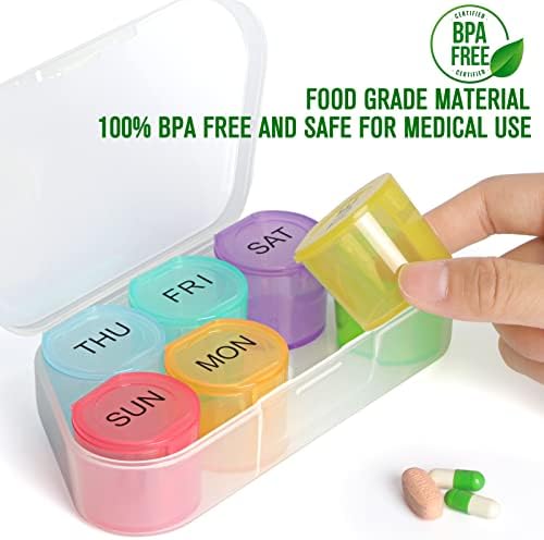 NatureTouch sedmični Organizator pilula, BPA Besplatni Organizator lijekova Rainbow kutija za pilule od 7