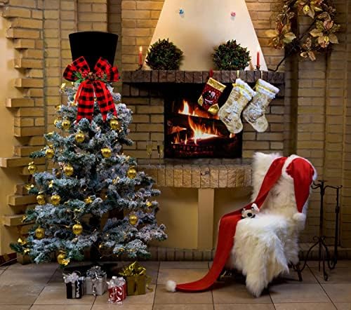 Božićno stablo, šešir, seoska kuća Božićni dekor zatvoreni ukras sa crvenim bivolom, Xmas Dekoracije Cleance Funny Thewpers Fory za kućnu otvorenu
