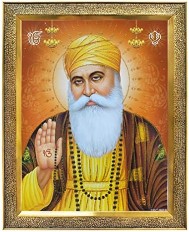 KHANNA Guru Nanak dev ji okvir za fotografije za zidno kačenje / poklon/hram/puja soba/Kućni dekor zlatni okvir sa neraskidivim akrilnim staklom za obožavanje