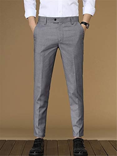 Andongnywell muške Premium pantalone srednjeg struka Slim Fit muške poslovne tanke devet minuta
