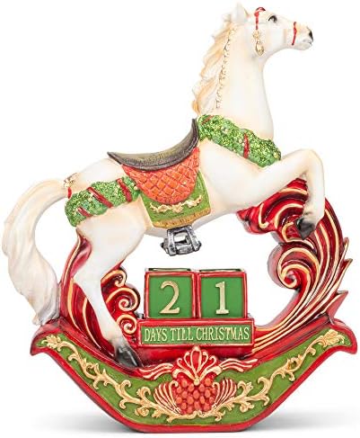 Mark Feldstein & Associates Rocking Horse Countdown White 11 inčni Resin Stone Božić dekor Advent