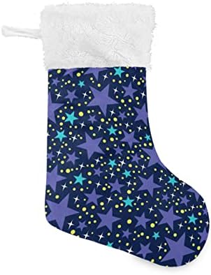 Alaza Božićne čarape, 18 inča Burlap sa velikim zvijezdama Galaxy uzorak i plišane lažne manžetne čarape,