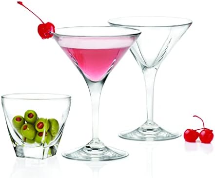 Barski Martini-naočare-Classic Clear-Set od 6 stabljika proizveden u Evropi-5 oz.