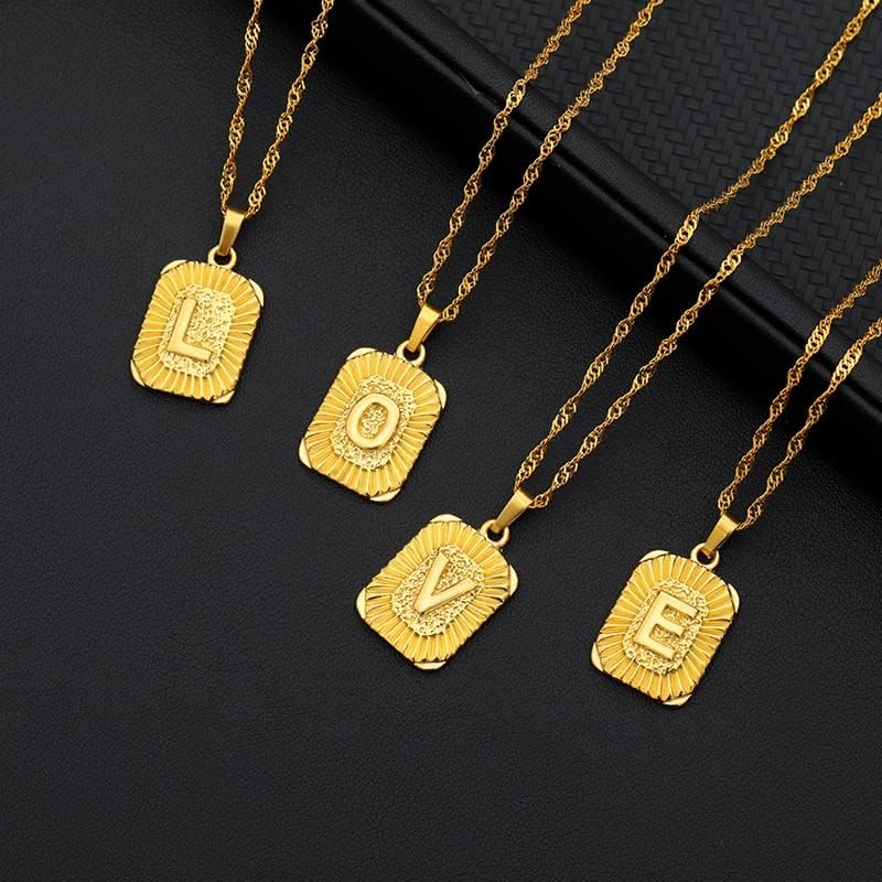 Oyalma A - Z kvadratna slova ogrlica zlatna boja početni privjesak lanac Englesko pismo Abeceda Nakit ogrlica za žene-18k zlatna boja-R-61428