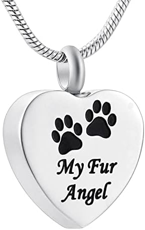 DOTUIARG Srce Od nehrđajućeg čelika privjesak za kućne ljubimce pas Paw Print kremiranje nakit za pepeo nosiva
