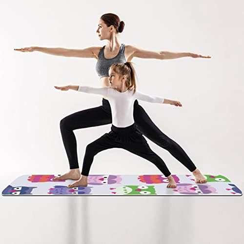 Šareni uzorak sove Lovely Extra Thick Yoga Mat - ekološka neklizajuća Vježba & podloga za fitnes podloga za vježbu za sve vrste joge, pilatesa i vježbi na podu 72x24in