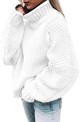 Dukseri za žene 2021, Ženski casual labavi Chunky pleteni džemperi vrhovi dugih rukava kornjača