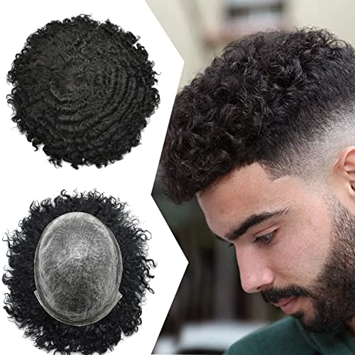 Afro Toupee za crne muškarce Kinky Curly African American Men Hair Units Brazilski komad ljudske