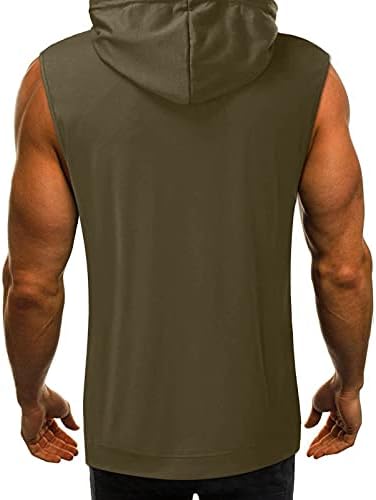 HDDK MENS tenkovi s kapuljačom Ljeto crteži bodybuilding majice bez rukava Slim Fit atletski mišićni rezervoari
