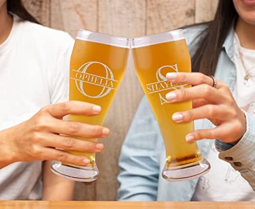Teeamore personalizovano staklo za pivo dodajte svoje ime početne urezane Pilsner naočare za domaćinstvo