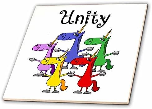 3drose all Smiles Art-Funny-Cute Funny Rainbow Unicorns Unity Cartoon-Tiles