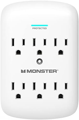 Monster Wall Tap utikač 6-outlet Extender sa zaštitnikom za odvod za dom, putovanja, ured, kućni aparati, računari i pametne telefonske uređaje - 300J i ETL navedeni