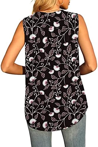 Casual bluze za tinejdžersku djevojku bez rukava V izrez Spandex cvjetni grafički dupe vitki tunik