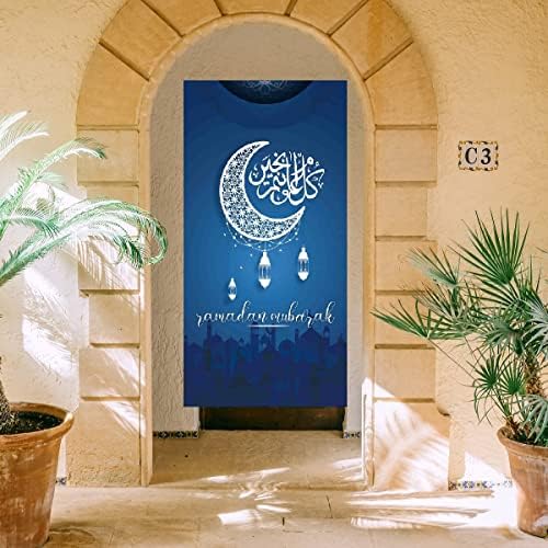 Kymy Ramadan Mubarak poklopac vrata sa 70.8x35.4 inča, ramazan mubarak pozadina, muslimanski islamski ramazan vrata natpisu za Eid Mubuark party kućni ukras