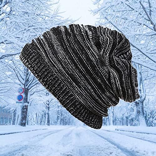 Zimske kape za muškarce žene topli Slouchy dvoslojni termo pleteni šeširi jednobojna vrećasta udobna kapa