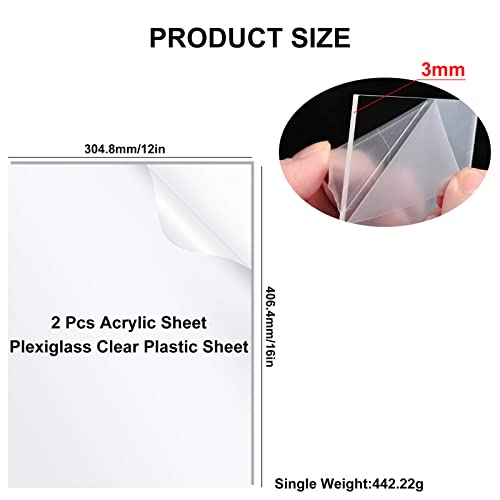 2pack liveni akrilni listovi,prozirna plastična Plexi staklena ploča od akrilnog lima za DIY displej, farbanje