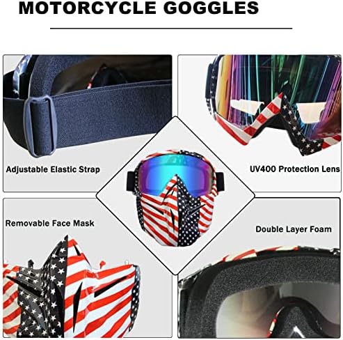 Naočare za motocikle ATV naočare za prljavštinu naočare za bicikle sa odvojivom maskom motokros naočare za vožnju sa štitnikom za lice Anti-UV MX offroad naočare za prašinu OTG za odrasle žene omladina