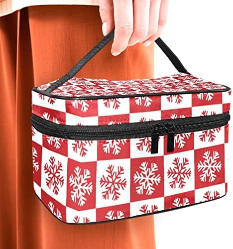Crveni božićni pahuljici uzorak šminke za šminku Travel Cosmetic Bag Prijenosni toaletni torba za