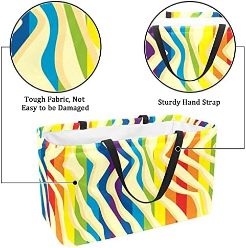 Lorvies Rainbow Zebra Print za višekratnu upotrebu Torbica za izdržljivost Torba za kupovinu - teška strukturirana tota
