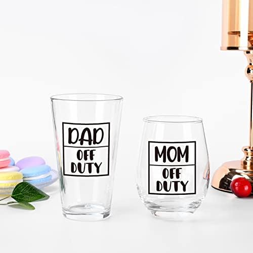 DAZLUTE novi roditelji pokloni za parove, tata & amp; mama Off Duty pivo stakla i bez stabljike