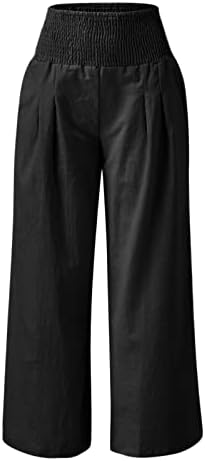 Ljetne Ležerne pamučne lanene pantalone za žene široke pantalone sa ravnim nogama duge pantalone visokog struka