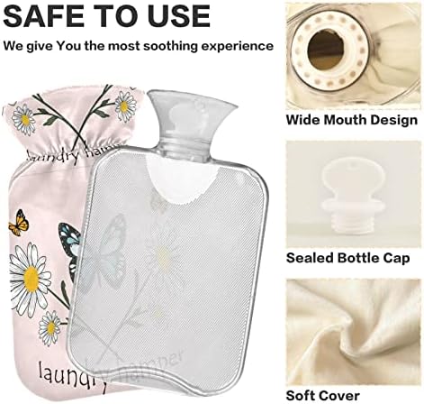 Flaše za toplu vodu sa poklopcem Butterfly Daisy Spring vreća za toplu vodu za ublažavanje bolova, menstrualni