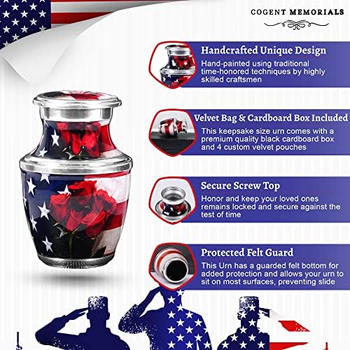 USA zastava Mini URNS W / velvet torba i lijevak - pogrebni urn pepeo za ljude i kućne ljubimce - Memorijal